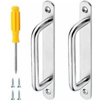 Aamunpa - 2er-Pack robuste Schiebetürgriffe aus Edelstahl mit Schraubendreher für Küchenmöbel, Schrank, Schuppentüren, 160 x 20 mm (Silber), von AAMUNPA