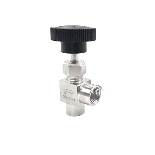 AANAN 1/8 "1/4" 3/8 "1/2" BSP Innengewinde Einstellbares Nadelventil 90 Grad Edelstahl 304 EIN/AUS(1/4") von AANAN
