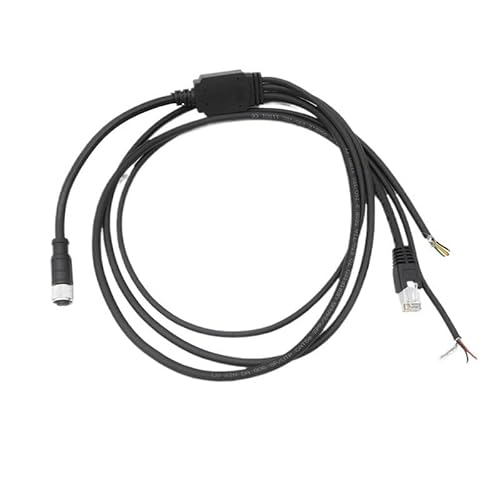 AANAN M12 Aviation Stecker Netzwerkkabel 1-auf-3 Funktionskabel 1-auf-3 Stromkabel 1-auf-3 Buchse(Bent end,5M) von AANAN
