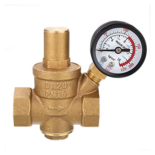 AANAN PN1.6 Wasserdruckminderer DN20 3/4 "Kupfer Einstellbares Druckminder- und Halteventil mit Manometer 85 * 63 mm von AANAN