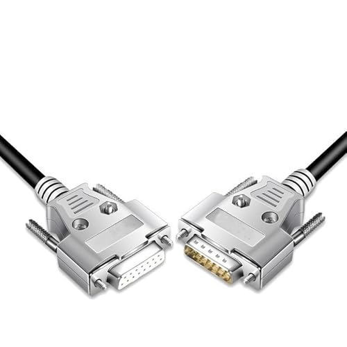 AANAN Serielles DB15-Pin-Kabel in Industriequalität, Verbindungskabel Stecker-Buchse, doppelte Abschirmung mit Eisenhülle.(5M) von AANAN