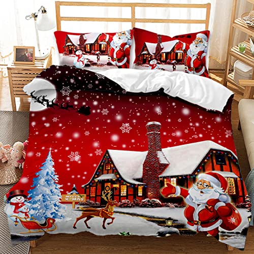 AANKA Bettwäsche Weihnachten Weihnachts Wintermotiv Weihnachtsmotiv Bettwäsche Mädchen Hotelbettwäsche 200X200 Microfaser Mit 2 Kissenbezügen 80X80Cm Weich Bequem von AANKA