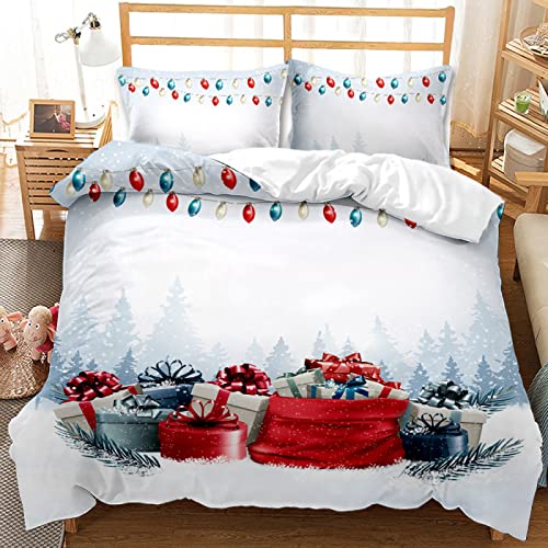 AANKA Bettwäsche Weihnachten Weihnachts Wintermotiv Weihnachtsmotiv Mit 2 Kissenbezügen 80X80Cm Weich Bequem Bettbezug Kinder 220X240 Microfaser Bettwäsche 3 Teiliges Set von AANKA