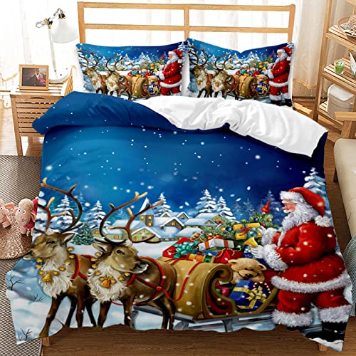 AANKA Mikrofaser 3D Bettwäsche 200X200 Weihnachten Weihnachts Wintermotiv Weihnachtsmotiv Bettwäsche Weich Bequem Mit 2 Kissenbezügen 80X80Cm Bettwäsche Herren von AANKA