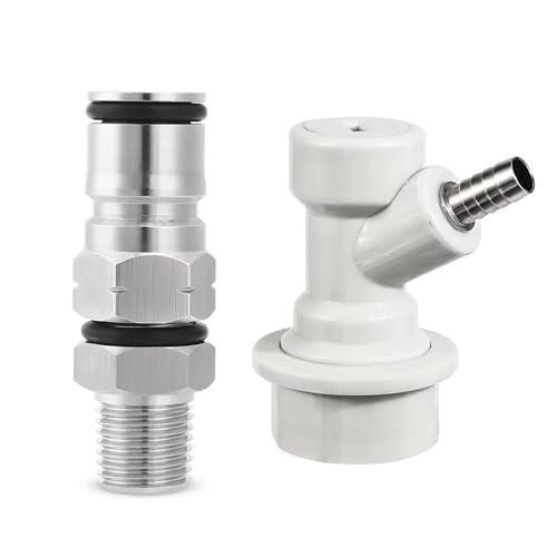 1 Stück Homebrew Ball Lock Post – 19/32 Zoll Gas-/Flüssigkeitsfass-Adapter mit 1/4 Zoll männlichem NPT-Sechskant-Überdruckventil(Gas+Barb ball lock) von AANNAA