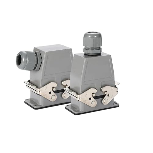 HDC 16A Doppelschnalle 18-poliger Hochleistungsstecker mit Kabelverschraubung – wasserdichter industrieller Luftfahrtstecker, 1 Stück(10 Core Side Entry) von AANNAA