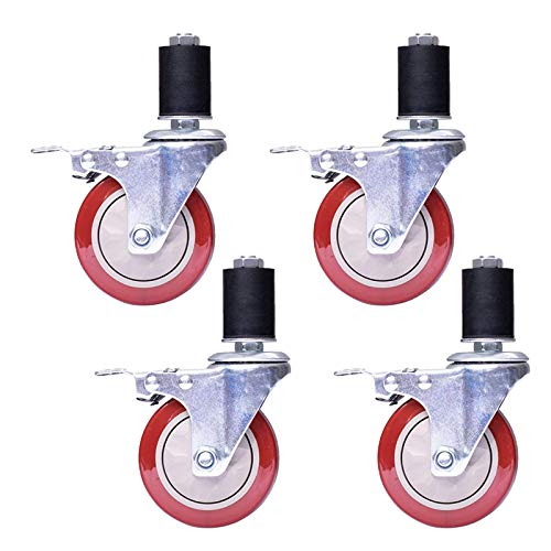 Hochleistungs-Lenkrollen mit Bremse – Polyurethan-Lenkrollen for Werkbank, Wagen – 4er-Set mit M12 x 60 mm Schrauben(100mm 36mm) von AANNAA