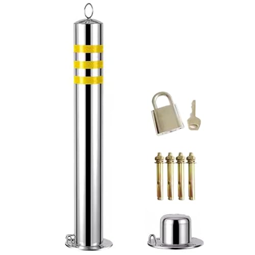 Parking Post,Mobile Car Parking Space Lock Bollard With Padlock Stainless Steel Traffic Parking Post for Parking Lot/Road Traffic/Construction Site (76 x 800 mm) von AANNAA