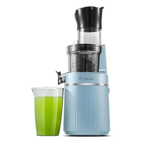 AOBOSI 200W Slow Juicer, Entsafter mit Rückwärts Funktion und zwei Filtergrößen. entsafter gemüse und obst testsieger, multifunktionale entsafter gemüse und obst mit Smart Chip. Obstpresse-Blau. von AAOBOSI