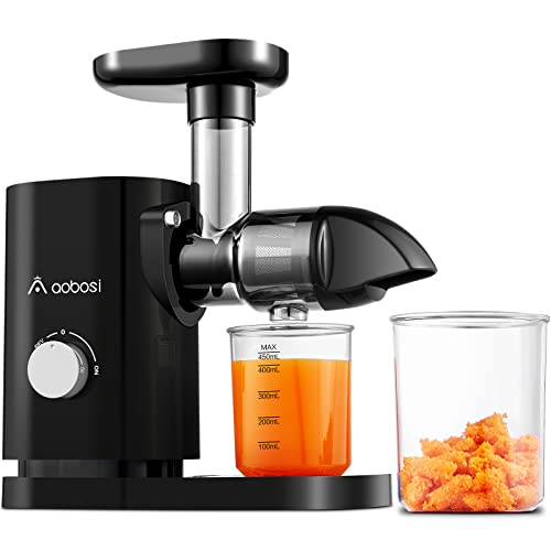 AOBOSI Entsafter Gemüse und Obst mit 2 Geschwindigkeitsmodi - Slow Juicer mit Reinigungsbürste und 2 Bechern - BPA freie Cold Press Juicer mit Umkehrfunktion - saftpresse elektrisch-Schwarz von AAOBOSI