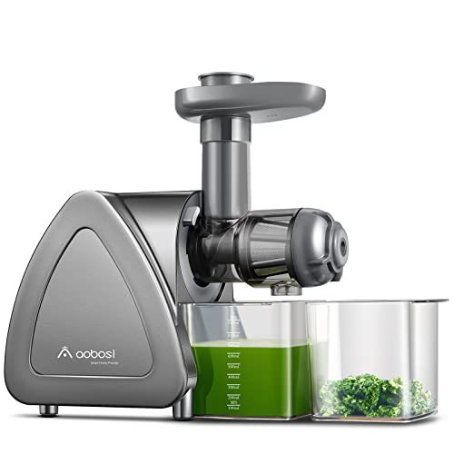 Aobosi Entsafter, Slow Juicer mit Reversierfunktion, elektrischer Entsafter mit 50 mm Öffnung, hoher Saftausstoß, mit Safttopf und Reinigungsbürste, Grau. von AAOBOSI