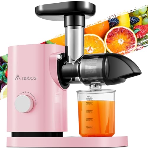 Slow Masticating Juicer, AAOBOSI Juicer Machines with Quiet Motor/Reverse Function/Easy to Clean Brush - Delicate Crushing Without Filtering Cold Press Juicer for Fruit and Vegetable, Pink von AAOBOSI