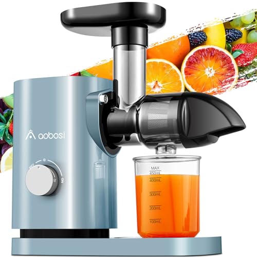 Aobosi Slow Juicer Entsafter Gemüse und Obst Profi Entsafter mit Ruhiger Motor & Umkehrfunktion & Saftkanne & Reinigungsbürste, Bpa-Frei（150 W/Blau） von AAOBOSI