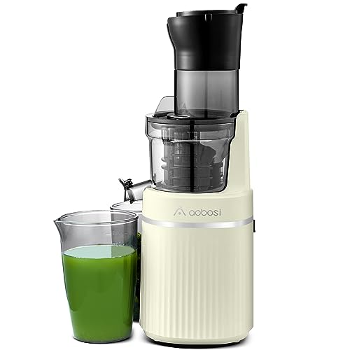 Aobosi Entsafter Slow Juicer Für Ganze Obst und Gemüse & BPA-Frei, Saftpresse Elektrisch Mit 80-mm Öffnung, Entsafter Gemüse und Obst Testsieger, Rückwärts Funktion，Ruhiger Motor, Gelb von AAOBOSI