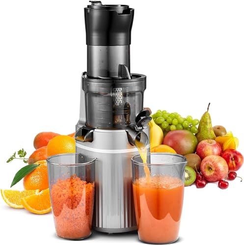 Aobosi Slow Juicer Entsafter Für Ganze Obst und Gemüse, Saftpresse Elektrisch Mit 80-mm Öffnung, Testsieger, Rückwärts Funktion, Grau… von AAOBOSI