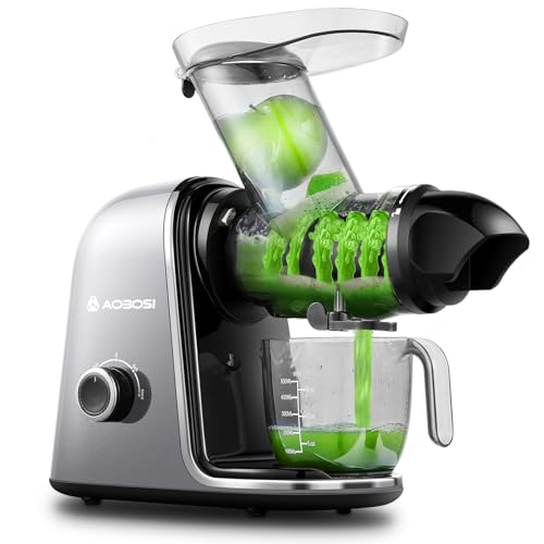 【Neues】Entsafter AOBOSI-Slow juicer mit 2 Geschwindigkeitsstufen-Entsafter gemüse und obst mit 8 stufiger Schnecke-Saftpresse mit Reinigungsbürste&2 Bechern-Obstpresse mit Reversierfunktion von AAOBOSI