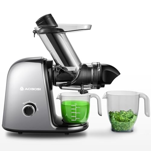 【Neues】Entsafter AOBOSI-Slow juicer mit 2 Geschwindigkeitsstufen-Entsafter gemüse und obst mit 8 stufiger Schnecke-Saftpresse mit Reinigungsbürste&2 Bechern-Obstpresse mit Reversierfunktion von AAOBOSI