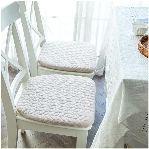 Satz Von 2/4/6 Esszimmerstuhlkissen Mit Bändern, Waschbare Rutschfeste Küchenstuhlkissen 40 X 43 Cm U-förmiges Sitzkissen For Esszimmerstühle Mit Reißverschluss(Size:4 Pack,Color:ivory) von AAOCLO