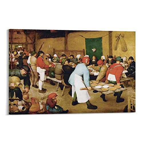 Die Bauernhochzeit – von Pieter Bruegel der Ältere Malerei Kunstposter Poster Malerei Leinwand Wandkunst Wohnzimmer Poster Gemälde 50 x 75 cm von AAOTE