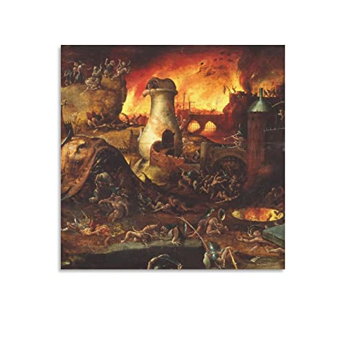 Hell – von Hieronymus Bosch Malerei Kunstposter Bilddruck Wandkunst Poster Gemälde Leinwand Poster Kunstwerke Raum Ästhetik 50 x 50 cm von AAOTE