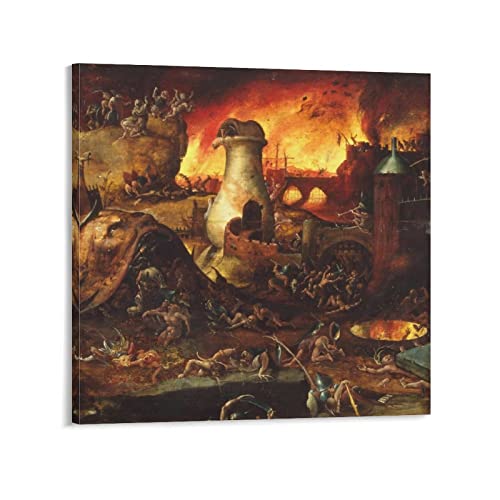 Hölle – von Hieronymus Bosch Malerei Kunstposter Heimdekoration Poster Wandkunst Hängebild Druck Dekorative Malerei Poster 40 x 40 cm von AAOTE