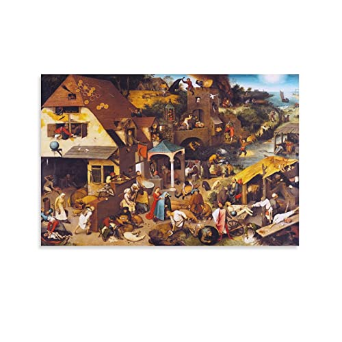 Niederlandische Sprichwörter – von Pieter Bruegel der Ältere Malerei Kunstposter Wandkunst Poster Drucke Heimdekoration Bild Leinwand Malerei Poster 40 x 60 cm von AAOTE