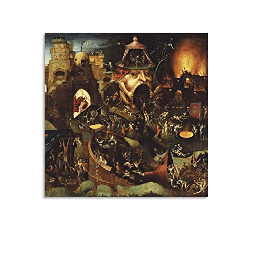 Renaissance Paintings of Hell – von Hieronymus Bosch Gemälde Kunstposter Poster Druck Kunst Wandbild Leinwand Poster Moderne Schlafzimmer Dekor 40 x 40 cm von AAOTE