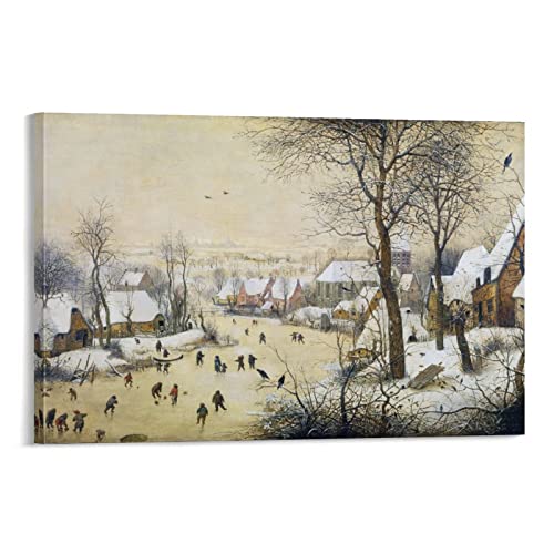 Winterlandschaft mit Skatern – von Pieter Bruegel der Ältere Malerei Kunstposter Kunstposter Leinwand Malerei Dekor Wanddruck Foto Zuhause Modern Dekorative Poster 30 x 45 cm von AAOTE