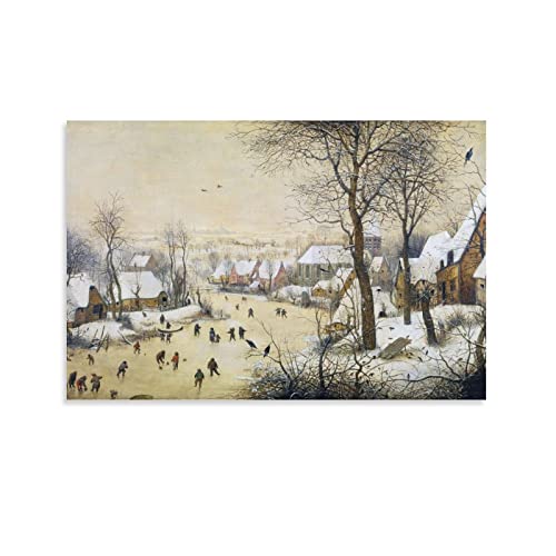 Winterlandschaft mit Skatern – von Pieter Bruegel der Ältere Malerei Kunstposter Wandkunst Poster Drucke Heimdekoration Bild Leinwand Gemälde Poster 40 x 60 cm von AAOTE