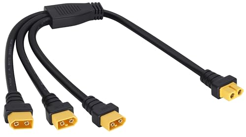 AAOTOKK 14AWG XT60 Splitter Verlängerungskabel,XT60 1 Weiblich auf 3 Männlich Adapter,XT60 Netzkabel,für XT60 Sockel Batterieladegerät und Auto Inverter Reifen Inflator Luftpumpe(37cm/1F bis 3M) von AAOTOKK