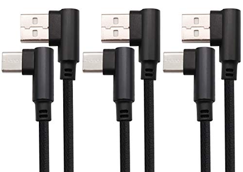 AAOTOKK 3 Fuß 90 Grad Typ C Rechtwinklig USB 2.0 Typ C Männlich2,4 A Schnelles Synchronisations&Ladekabel,Geeignet für Android,Samsung,Galaxy,Google Pixel 2/3 XL(Schwarz/3Stücke) von AAOTOKK