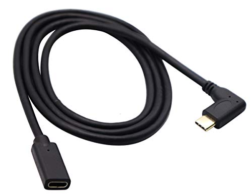 AAOTOKK 3.1 USB C Verlängerungskabel 90 Grad USB 3.1 Typ C Buchse Zu Stecker Verlängerungskabel,Unterstützt Lade, Daten,Audio,Videokabel für Neues Macbook Pro 2017,Samsung Galaxy S8 (1 M,M/F) von AAOTOKK