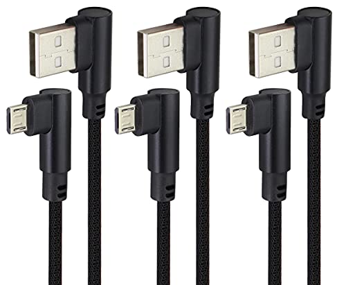 AAOTOKK 6 Fuß Rechtwinkliges Kabel 90 Grad USB 2.0 A Männlich auf 2.0 USB Micro Männlich ​​Schnellladekabel für Samsung Galaxy S7 Edge/S7/S6,LG,Power Bank Smartphones etc (Schwarz/3 Stück) von AAOTOKK