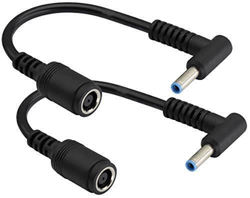 AAOTOKK 90 Grad DC 7,4mmx5,0mm Männlich auf 4,5mmx3,0mm Weiblich Ladeanschluss DC Stromrichterkabel DC Buchse für HP Notebook Adapter Ersatznetzkabel(15cm/2Stücke) von AAOTOKK
