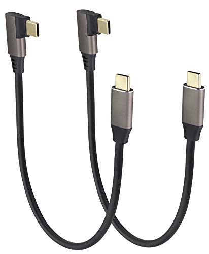 AAOTOKK 90 Grad USB 3.1 Typ C zum Typ C Anschlusskabel 60W&3A Typ C 3.1 USB (Stecker) Verlängerungskabel Unterstützt Lade,Daten,Audio,Videokabel für Laptops,Mobiltelefone (0,3M/2Stücke) von AAOTOKK