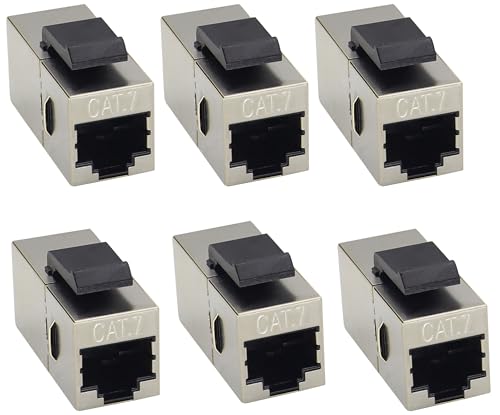 AAOTOKK Cat7 Trapezwandkupplung RJ45 Trapezbuchse Inlinekupplung 10Gbps Cat7 Weiblich auf Weiblich Trapezbuchse Geschirmt RJ45 Buchse, passend für Cat7,Cat6,Cat6A,Cat5e,Cat5 Verdrahtung (6Stücke/Cat7) von AAOTOKK