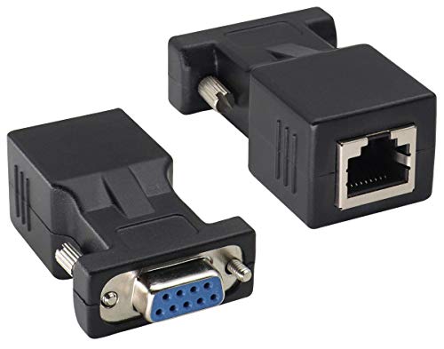 AAOTOKK DB9 to RJ45 Extender DB9 9Pin Serial Female & Male to RJ45 Ethernet LAN Network for Multimedia Video and Extended Transmission Distance Adapter for DB9 9Pin Devices (2packs) (Female) von AAOTOKK