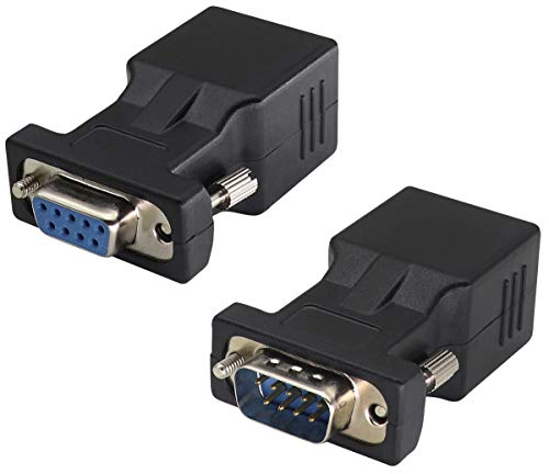 AAOTOKK DB9 zu RJ45 Extender DB9 9Poliger Serieller Anschluss Weiblich&Männlich zu RJ45 CAT5/6 Ethernet LAN Netzwerkadapter für Multimedia Video & Verlängerung von DB9 9Poligen Geräten (2Stücke) von AAOTOKK