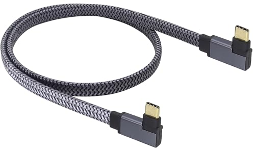 AAOTOKK Flacher Rechtwinkliger Winkel 90° USB C 3.1 auf USB C 3.1 Männlich auf Männlich 4K@60HzPD 60W Gen 2 Adapter Ladekabel,Passend für Tablets,Telefone und mehr Typ-C Geräte (0.6M-M/M) von AAOTOKK