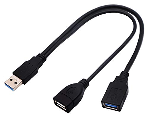 AAOTOKK USB 3.0 A Y Splitterkabel,USB 3.0 A Männlich auf Dual USB 3.0 A Weiblich + USB 2.0 A Weiblich Aufladen und Datenübertragung Dual USB Y Splitterkabel(30 cm/12Zoll-M/Dual F) von AAOTOKK