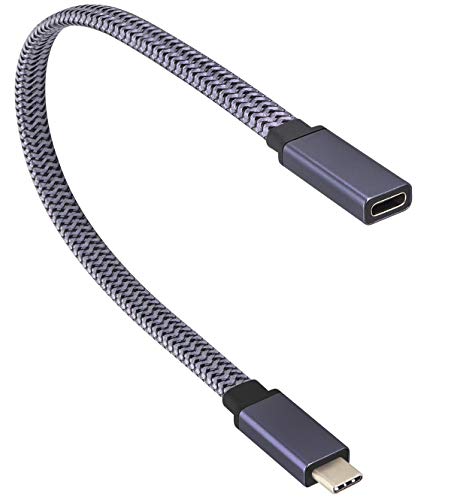 AAOTOKK USB 3.1Typ C zu Typ C Geflochtenes skabel 60W 3A Kurzes USB Männlich zu Weiblich Verlängerungskabel unterstützt Daten,Audio Videokabel für Laptops,Tablets und Mobiltelefone(0,3M-M/F) von AAOTOKK