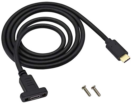 AAOTOKK USB C 3.1 10 Gbps Männlich auf USB C Weiblich Schraubkabel zur Panelmontage zum Laden,Daten,Audio,Videokabel für Laptop,Tablet,Telefon(1M/3Fuß) von AAOTOKK