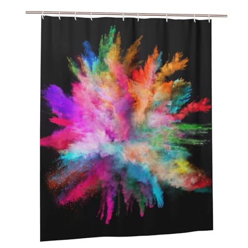 AAPIKA Duschvorhang mit Farbexplosionsdruck, 152 x 183 cm, wasserdichtes Polyestergewebe, Badezimmer-Vorhänge mit 12 Haken von AAPIKA