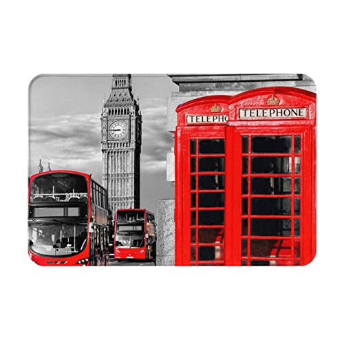 AAPIKA England UK London Telefon bedruckte Flanell-Fußmatte, rutschfeste Bodenmatte, 60 x 40 cm, langlebig, leicht zu reinigen von AAPIKA