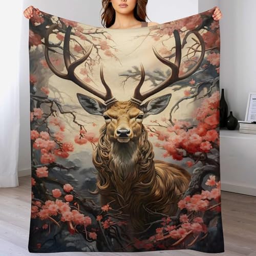 AAPZY Flannel Fleece Decke Mit 3D-Hirsch Muster, Leichte, Superweiche, Gemütliche Plüsch-Bettdecke/Sofadecke Vier Jahreszeiten Wohndecke （150×200cm） von AAPZY