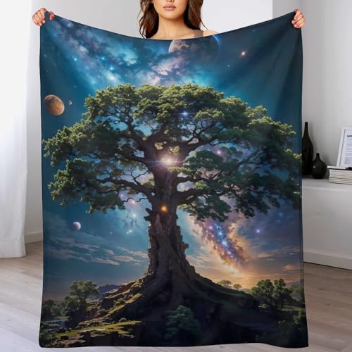 AAPZY Kosmischer Lebensbaum Kuscheldecken,Decke, 3D-Digitaldruck Kuscheldecke, Flannel Decke, Weich Wohndecke, Sofadecke Decke Für Kinder Jungen Erwachsene （130×150cm） von AAPZY