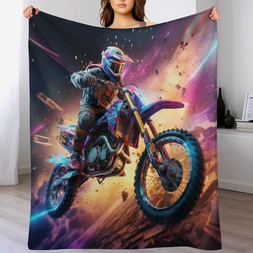 AAPZY Motocross Kuscheldecke Flauschige Decke Decke Vier Jahreszeiten Wohndecke Dicke Sofadecke Couchdecke Weiche Fleecedecke Flannel Sofaüberwurf Tagesdecke Für Bett/Sofa （140×180cm） von AAPZY