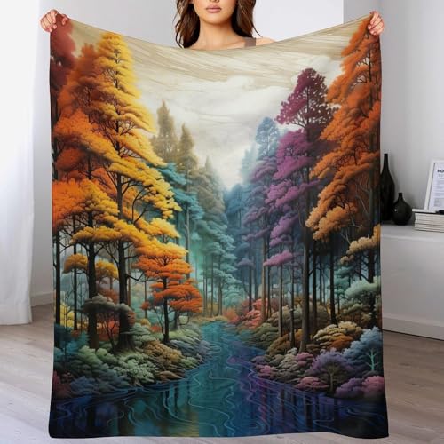 AAPZY Premium Tagesdecke | Bettüberwurf Wohndecke Weiche Flannel Landschaft Decke Sofadecke Mit 3D Muster Vier Jahreszeiten Wohndecke Für Bett/Couch （180×200cm） von AAPZY