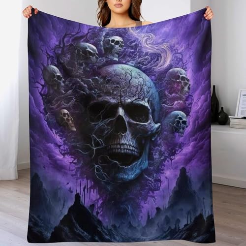 AAPZY Totenkopf Decke, Flannel Tagesdecke Couchdecke Sesseldecke Wohndecke Vier Jahreszeiten Decke Kuscheldecke Sofadecke Mit Muster, （100×130cm） von AAPZY