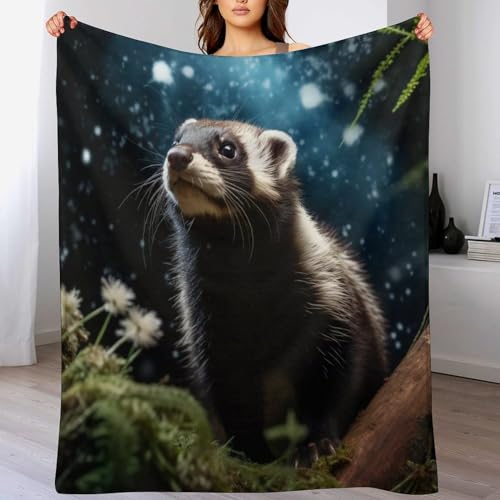 AAPZY Zobel oder Marder Flanell Fleece Decke, Kuscheldecken, Superweiche Leichte Flannel 3D Für Couch Bett Flauschige Wohndecke （150×200cm） von AAPZY